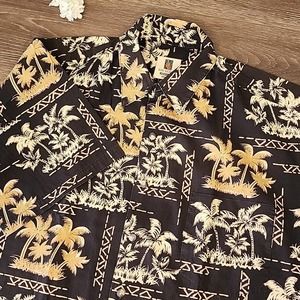 Tori‎ Richard Honolulu Hawaiian Shirt Men's Large Palm Tree Print 100% Cotton
